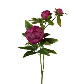 Artificial Silk Peony BUD Flower Spray - Fuchsia