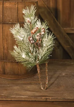 Flocked Pine Spray w/Cones 24"
