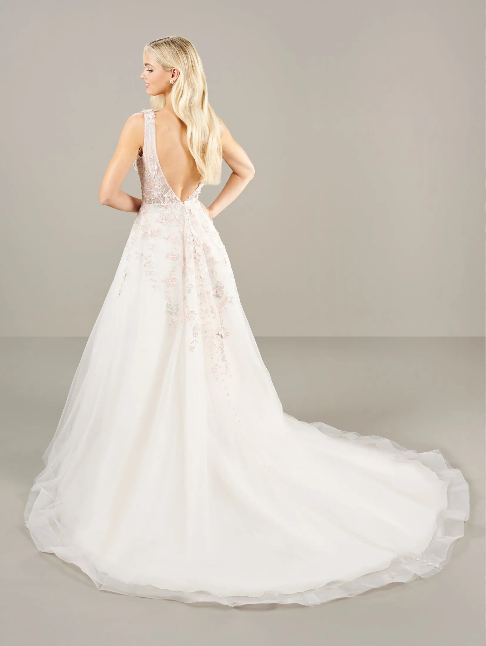 Pink Applique Sleeveless Bridal Gown by Adrianna Papell 31275