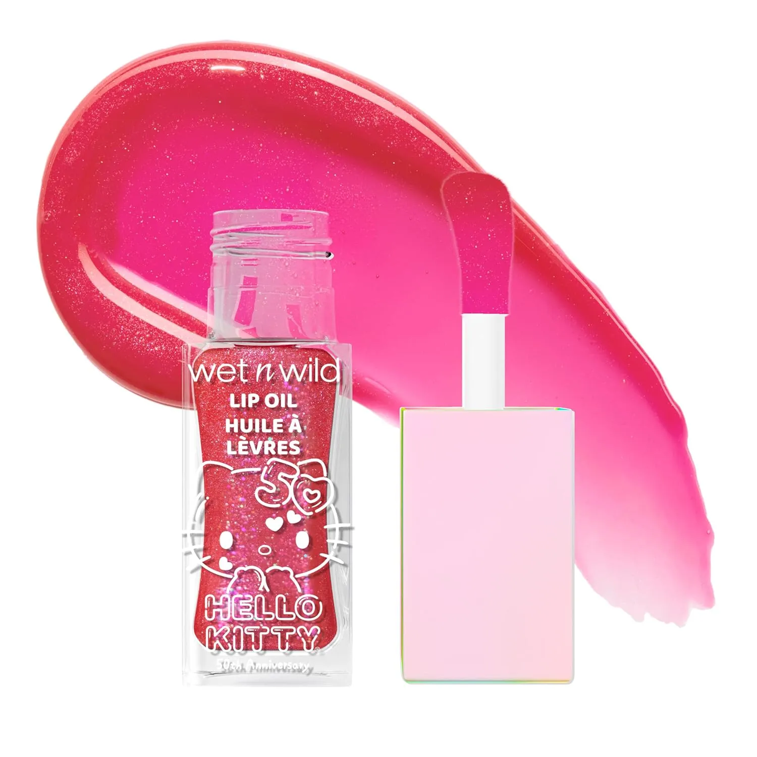 Wet N Wild Hello Kitty Glitter Lip Oil, New 10 Oil Infused Formula, Warm Apple Pie Lightly Scented, Sparkly Bold Colors, Cruelty-Free & Vegan - Magic Apple