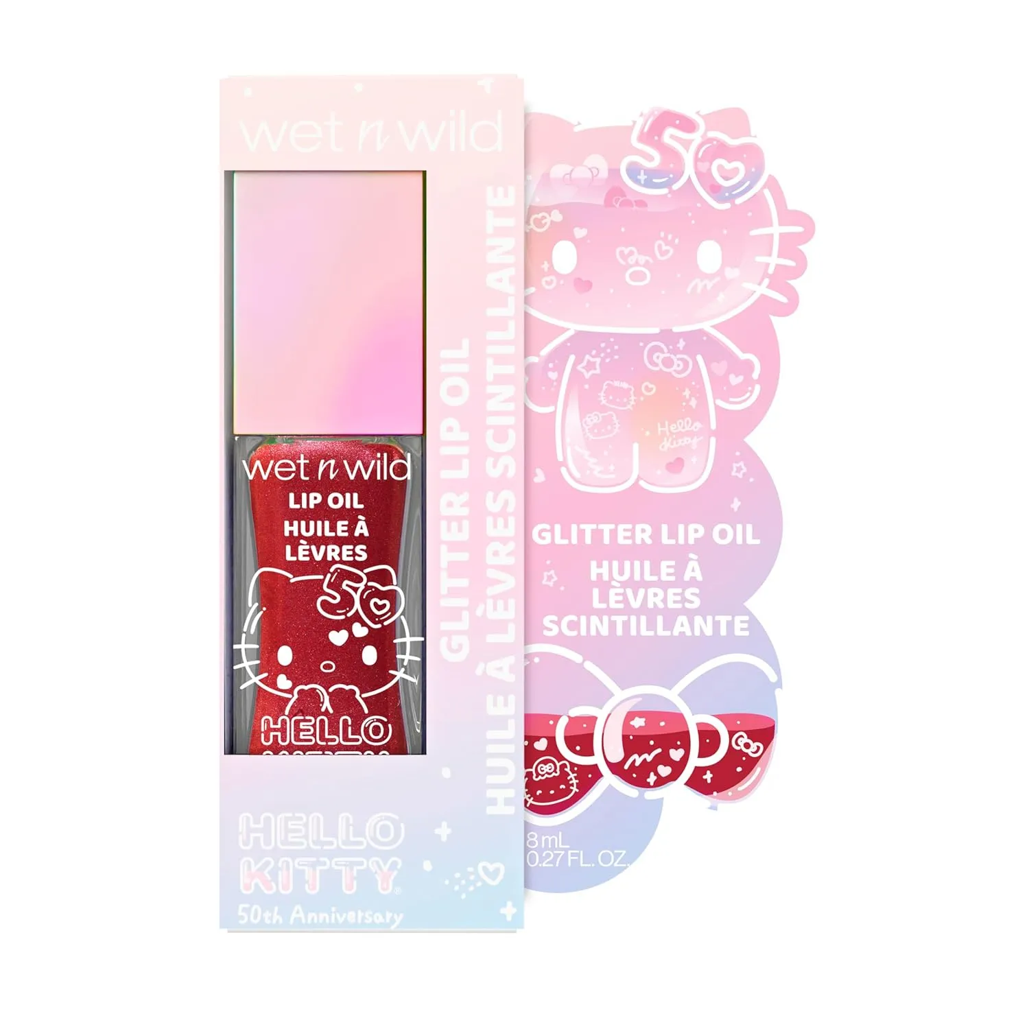 Wet N Wild Hello Kitty Glitter Lip Oil, New 10 Oil Infused Formula, Warm Apple Pie Lightly Scented, Sparkly Bold Colors, Cruelty-Free & Vegan - Magic Apple
