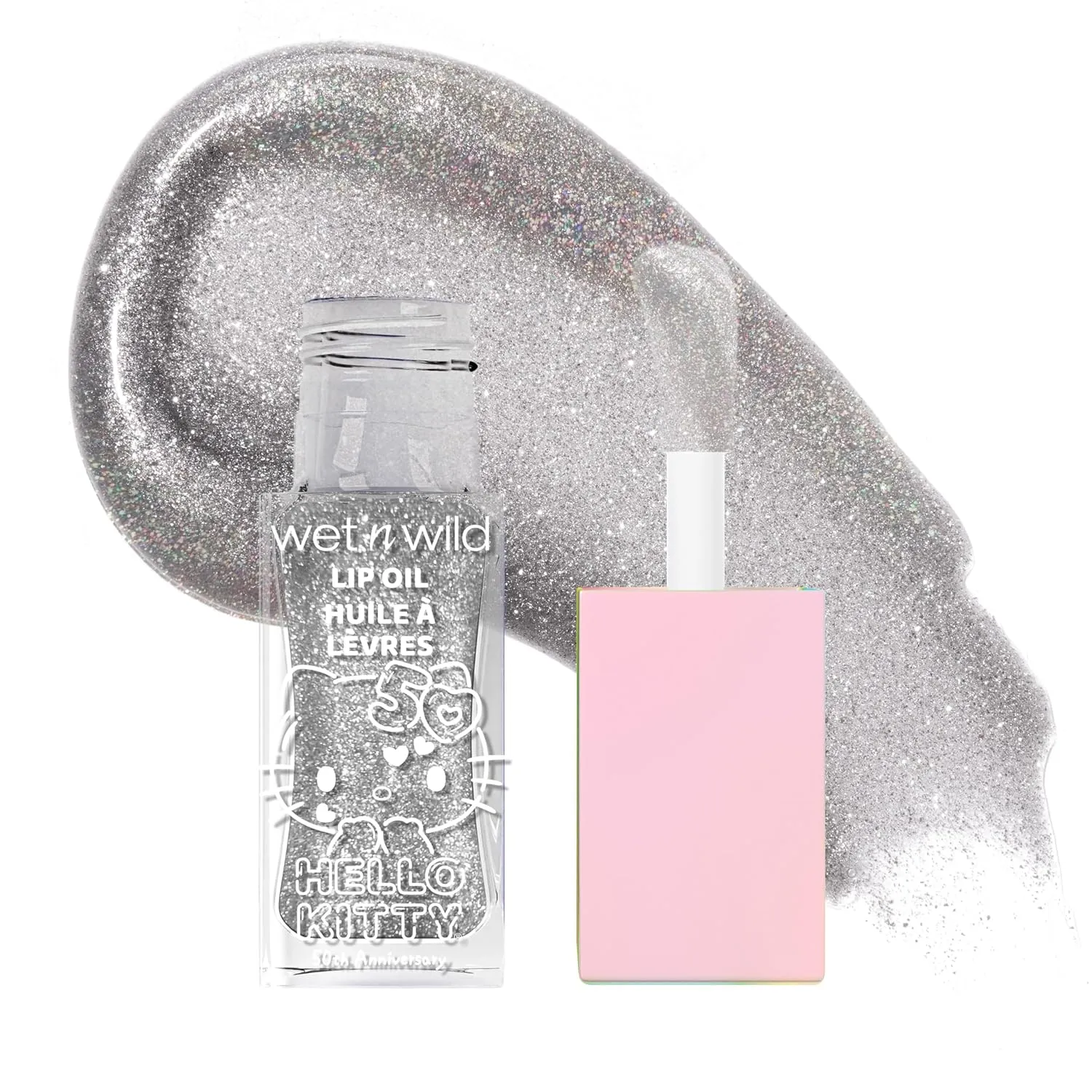 Wet N Wild Hello Kitty Glitter Lip Oil, New 10 Oil Infused Formula, Warm Apple Pie Lightly Scented, Sparkly Bold Colors, Cruelty-Free & Vegan - Magic Apple